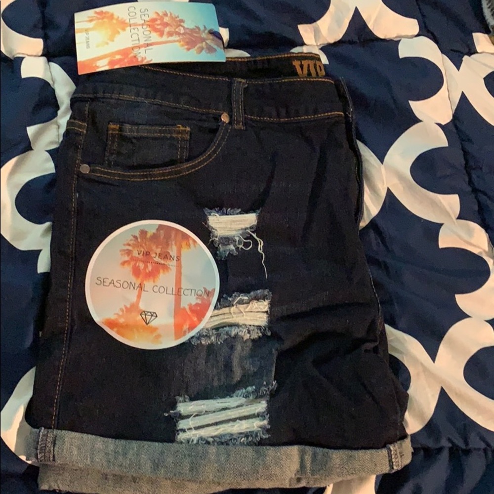 Ashley Stewart VIP Distressed Jean Short Shorts